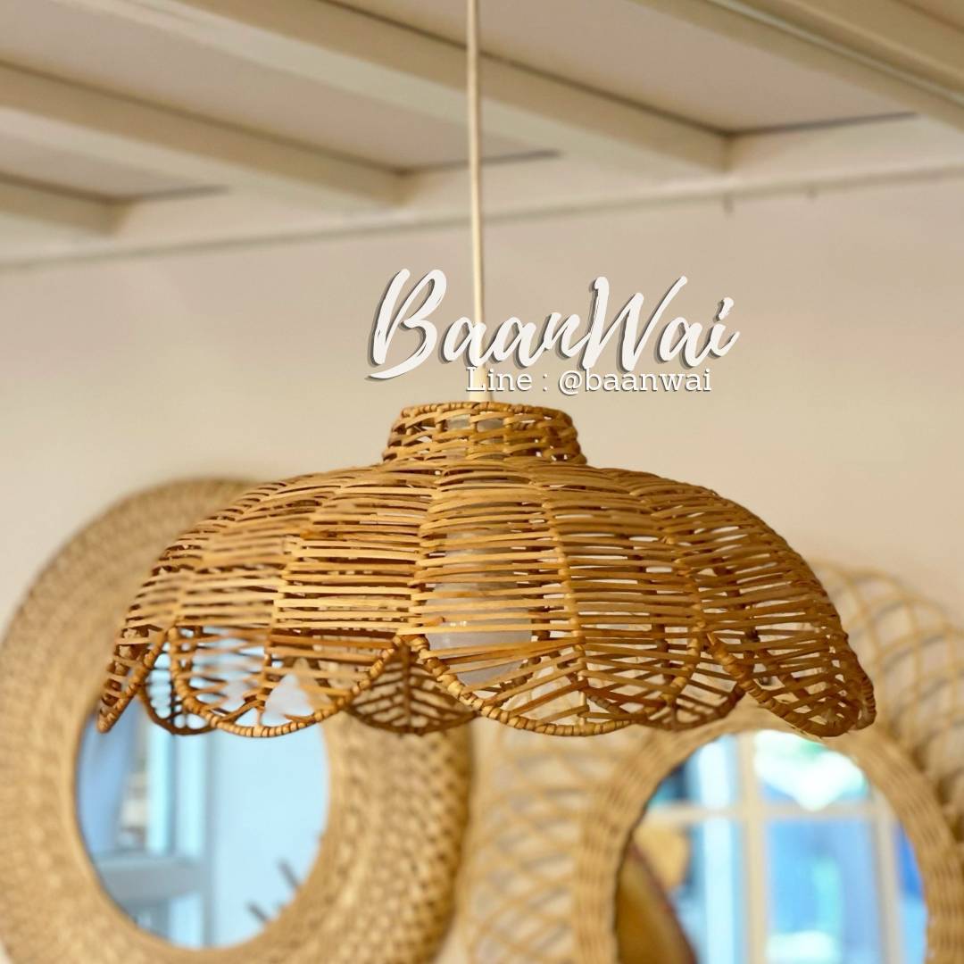 โคมไฟหวาย ทรงดอกไม้ ขนาด 40*17 cm