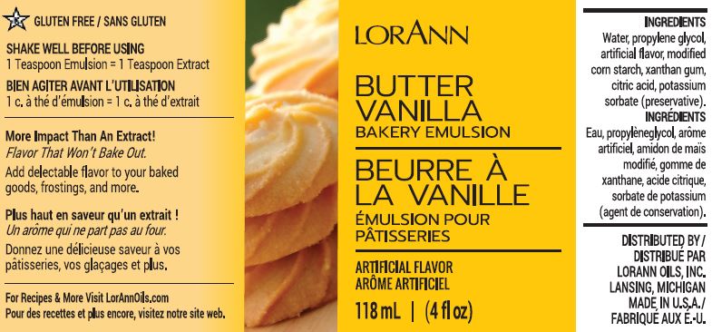 LORANN Butter Vanilla Bakery Emulsion 4 Oz. กลิ่นบัตเตอร์วานิลา (118 ml) (06-7579-03)