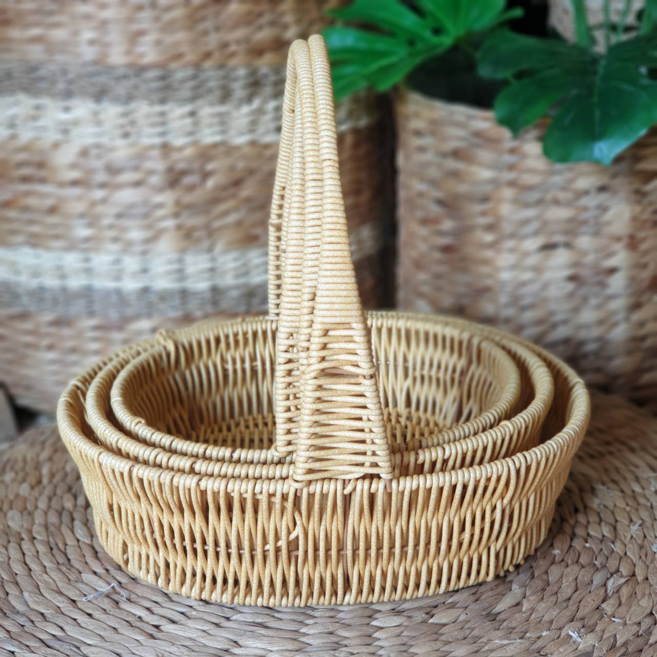 กระเช้าหวายเทียม ทรงรี