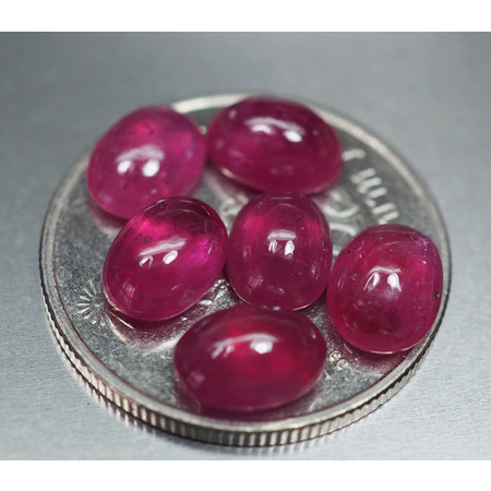 พลอยทับทิม (Ruby) 7.50 กะรัต 6 ชิ้นสีแดงชมพู
