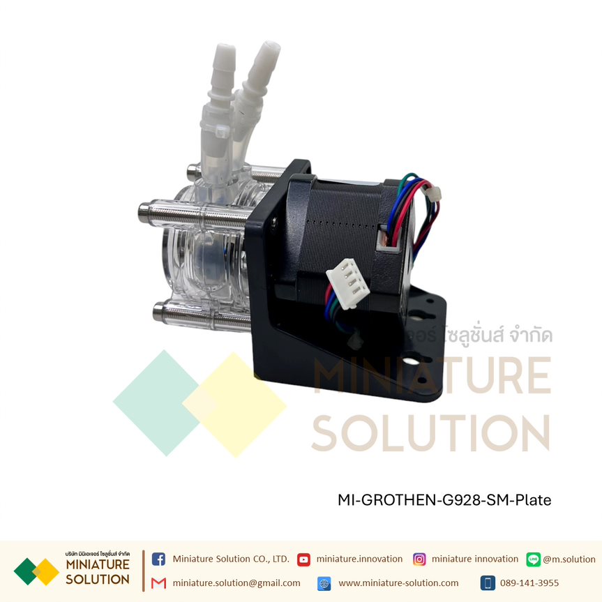 GROTHEN STEPPING Motor ปั๊มรีดพร้อมท่อซิลิโคน ปั๊มปุ๋ย ปั๊มสารเคมี เกรดอุตสาหกรรม Dosing Liquid Transfer (STEPPING)(Cover สีใส)(G928-SM-Plate)(6.5*9.6mm)