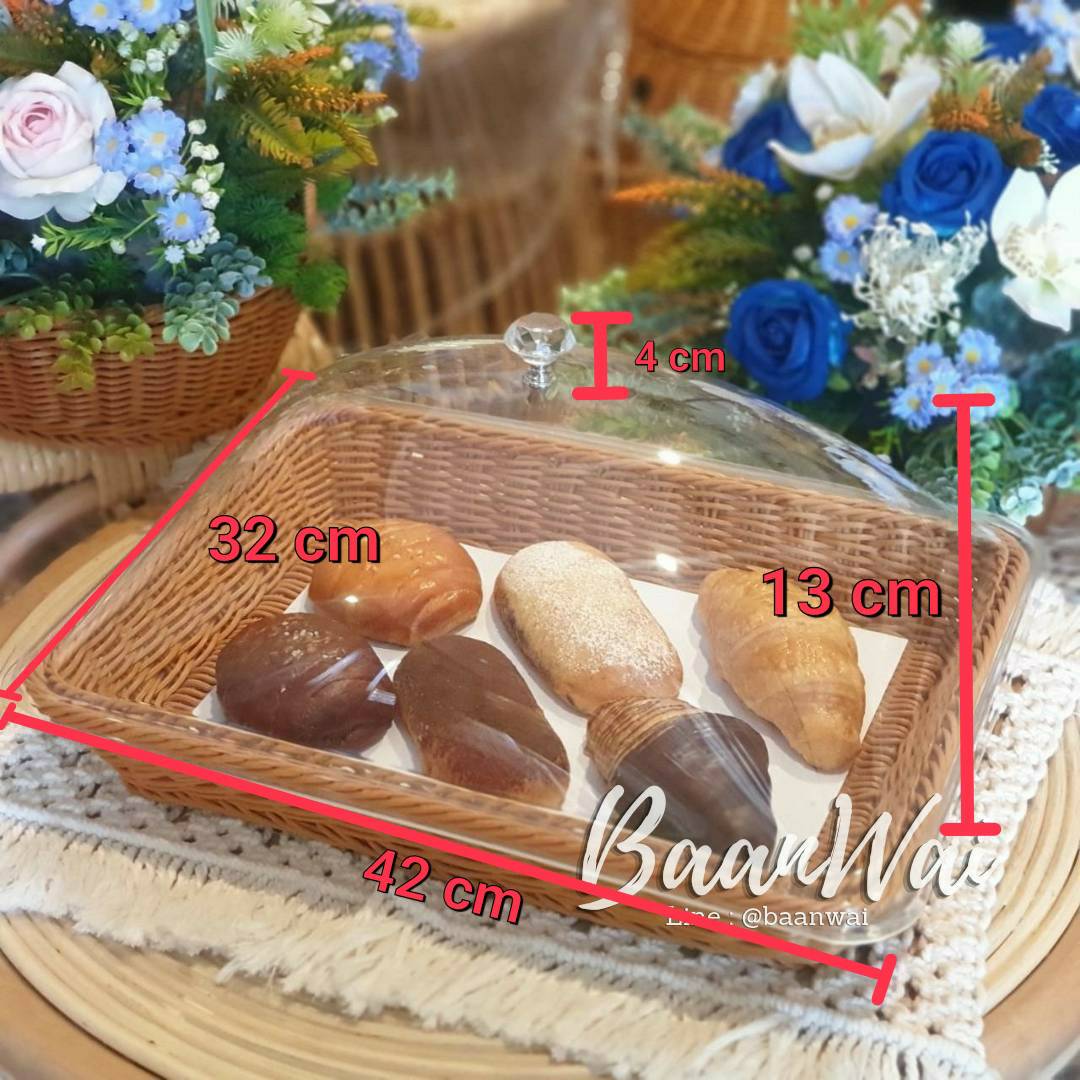 ถาดหวายเทียม ฝาครอบใส