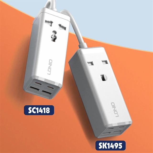 หัวชาร์จ 65W LDNIO SC1418 Multifunction Universal Power Adapter ปลั๊กแปลงพร้อมเต้าเสียบ