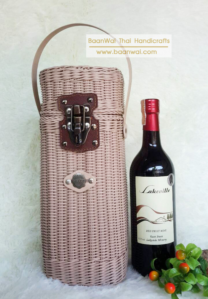 ตะกร้าใส่ขวดไวน์ หวายเทียม