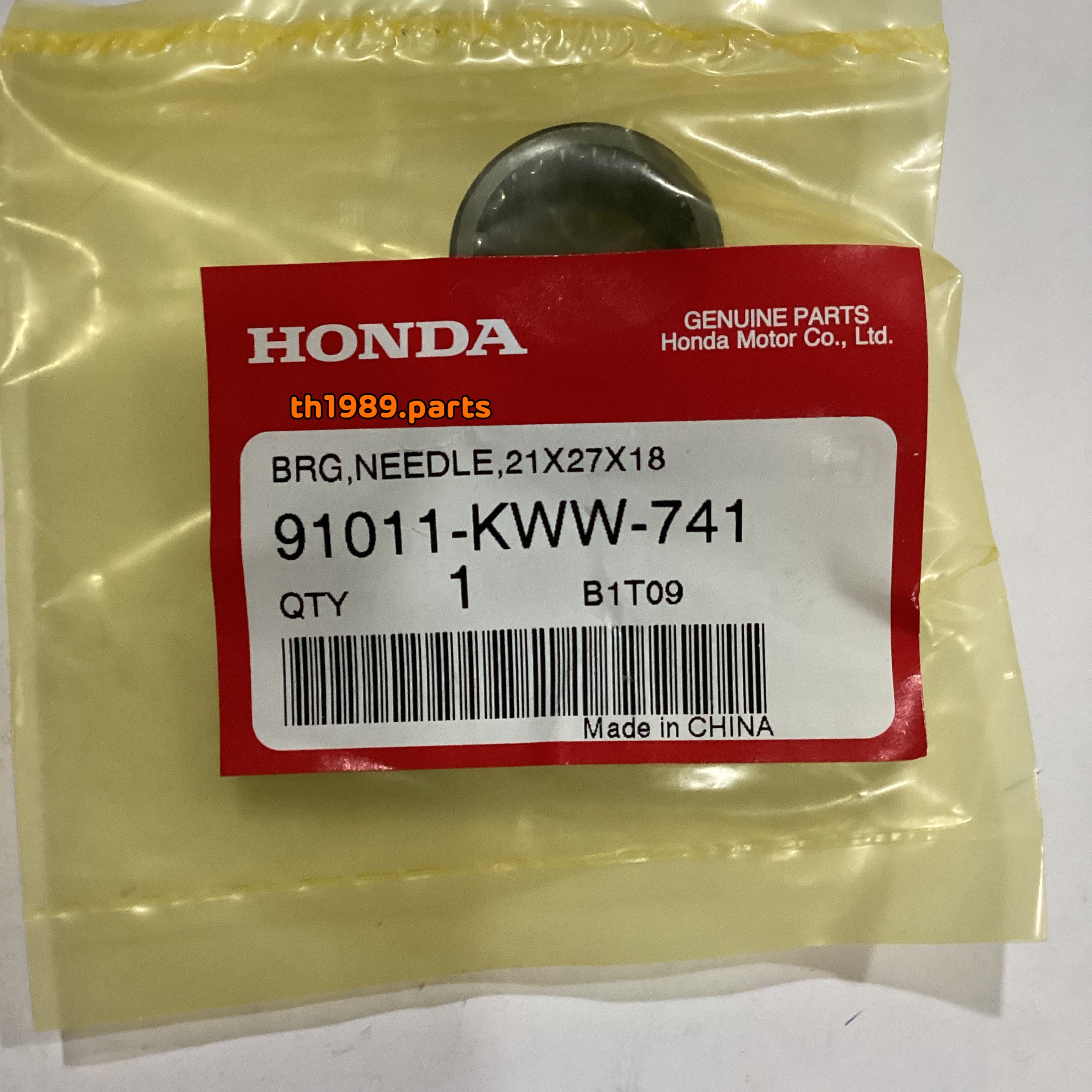 91011-KWW-741 ลูกปืนเข็ม , 21x27x18 (NTN) WAVE110i 2012-2022 , WAVE125i 2012-2020 , MSX125SF , SUPERCUB อะไหล่แท้ HONDA