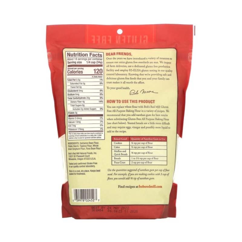 Bob's Red Mill Gluten Free ALL PURPOSE Flour 624 กรัม (01-7309)