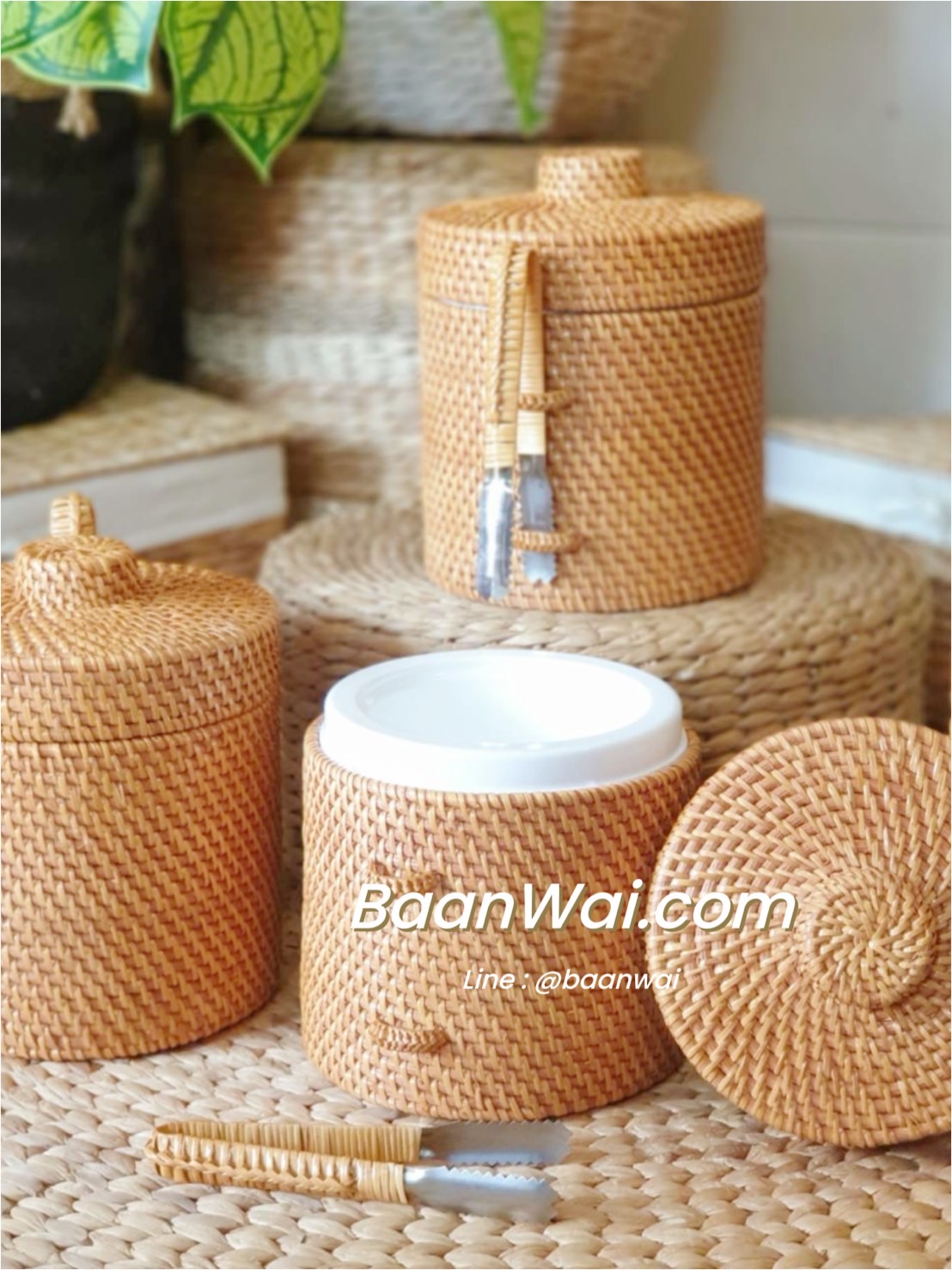 ICE BUCKET ถ้งน้ำแข็งหวาย ถึงเก็บน้ำแข็งหวาย ขนาด 20 x 20 cm