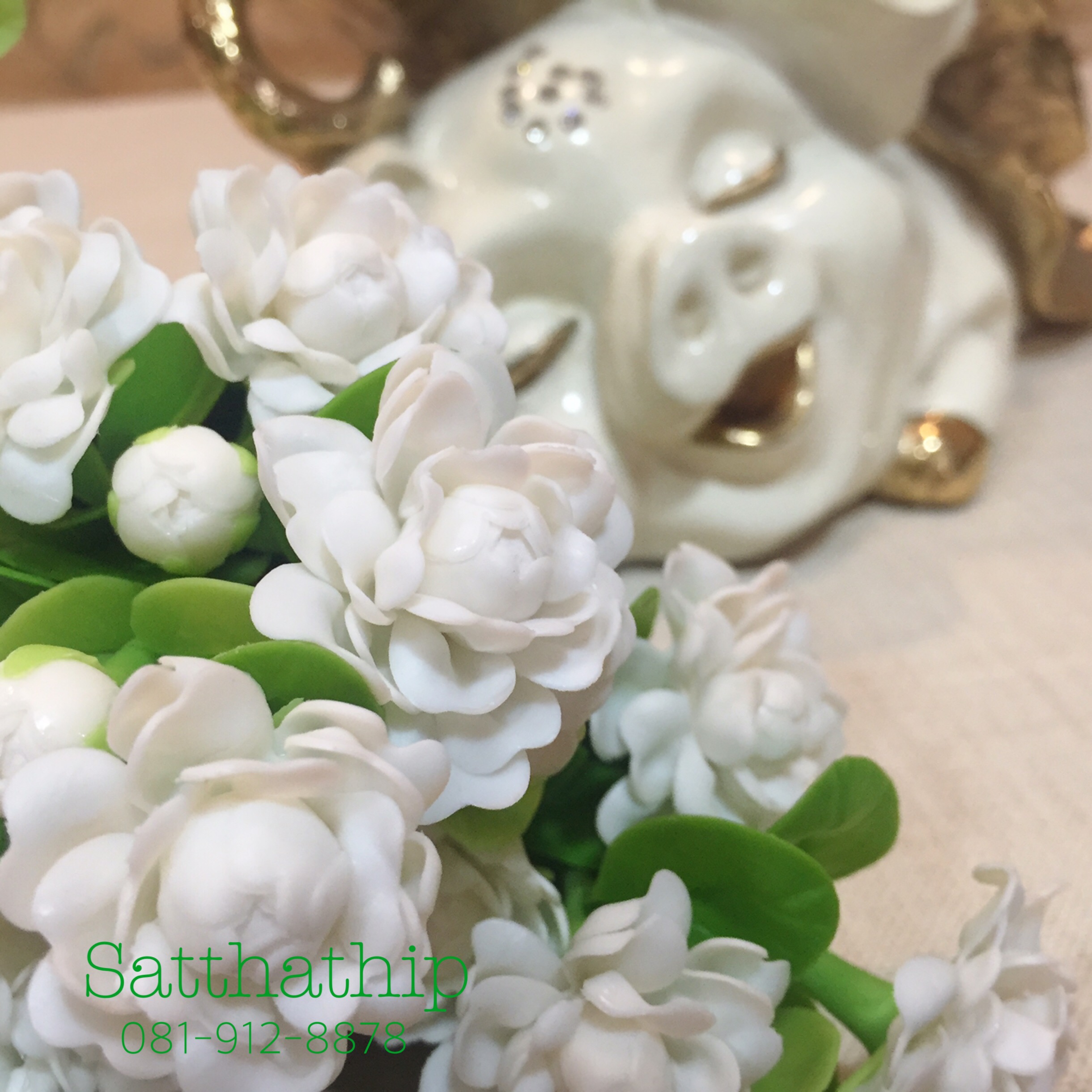 กรวยดอกมะลิ ประดิษฐ์จากดิน - ดอกมะลิดิน - ของขวัญวันแม่ - Jasmine flower