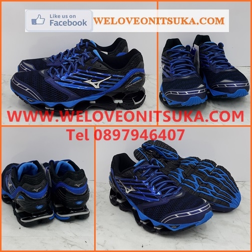รองเท้าวิ่ง Mizuno Wave Prophecy5 สีดำขลิปน้ำเงิน สุดยอดรองเท้าวิ่งออกกำลังกาย ยอดนิยม รองรับแรงกระแทกอย่างดี สีสวย ใส่สบายเท้า สวย น่าใช้ J1GC160004