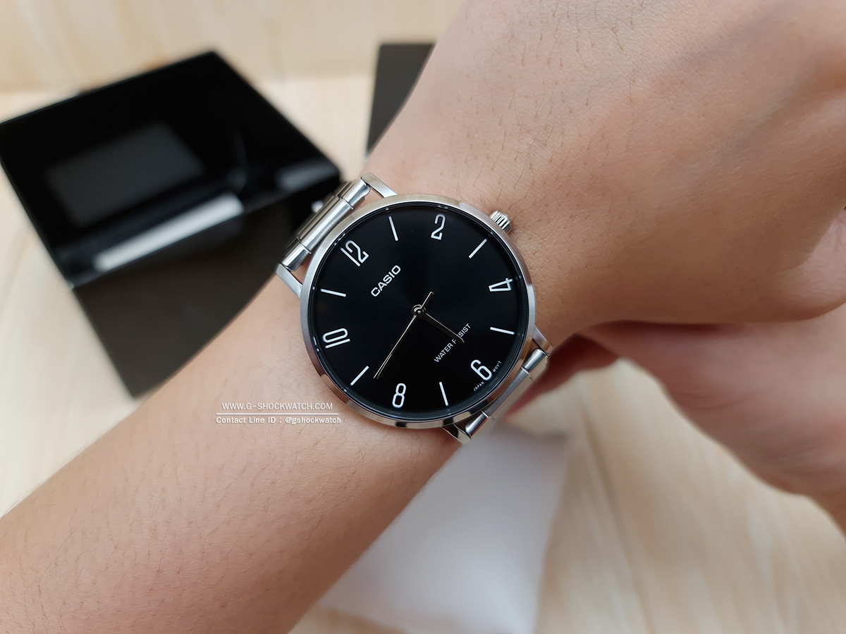 CASIO นาฬิกาข้อมือ นาฬิกากันน้ำ นาฬิกาของแท้ ประกันศูนย์ CMG 1 ปี รุ่น MTP-VT01D-1B2