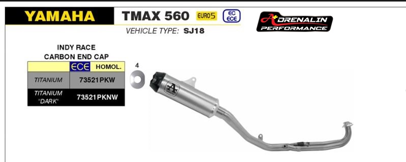 ท่อฟูล Arrow รุ่น indy Race สำหรับ Tmax 560 2020+ (For Exhibition only)