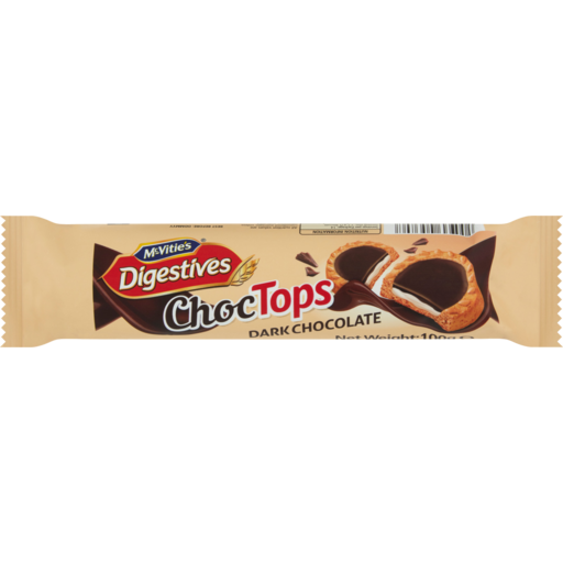 แมคไวตีส์ ไดเจสทีฟ ช็อคท็อปส์ ดาร์คช็อคโกแลต 100 g. McVities Digestives Choc Topps Dark Chocolate (05-8575)