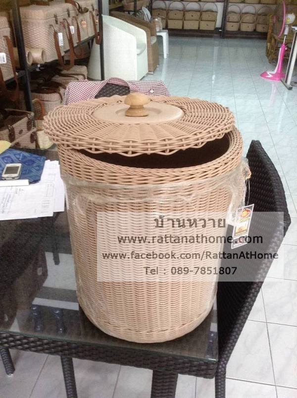 ถังขยะหวายเทียม ตะกร้าใส่ขยะ หวายเทียม (ตัวอย่างตะกร้าหวายเทียม)