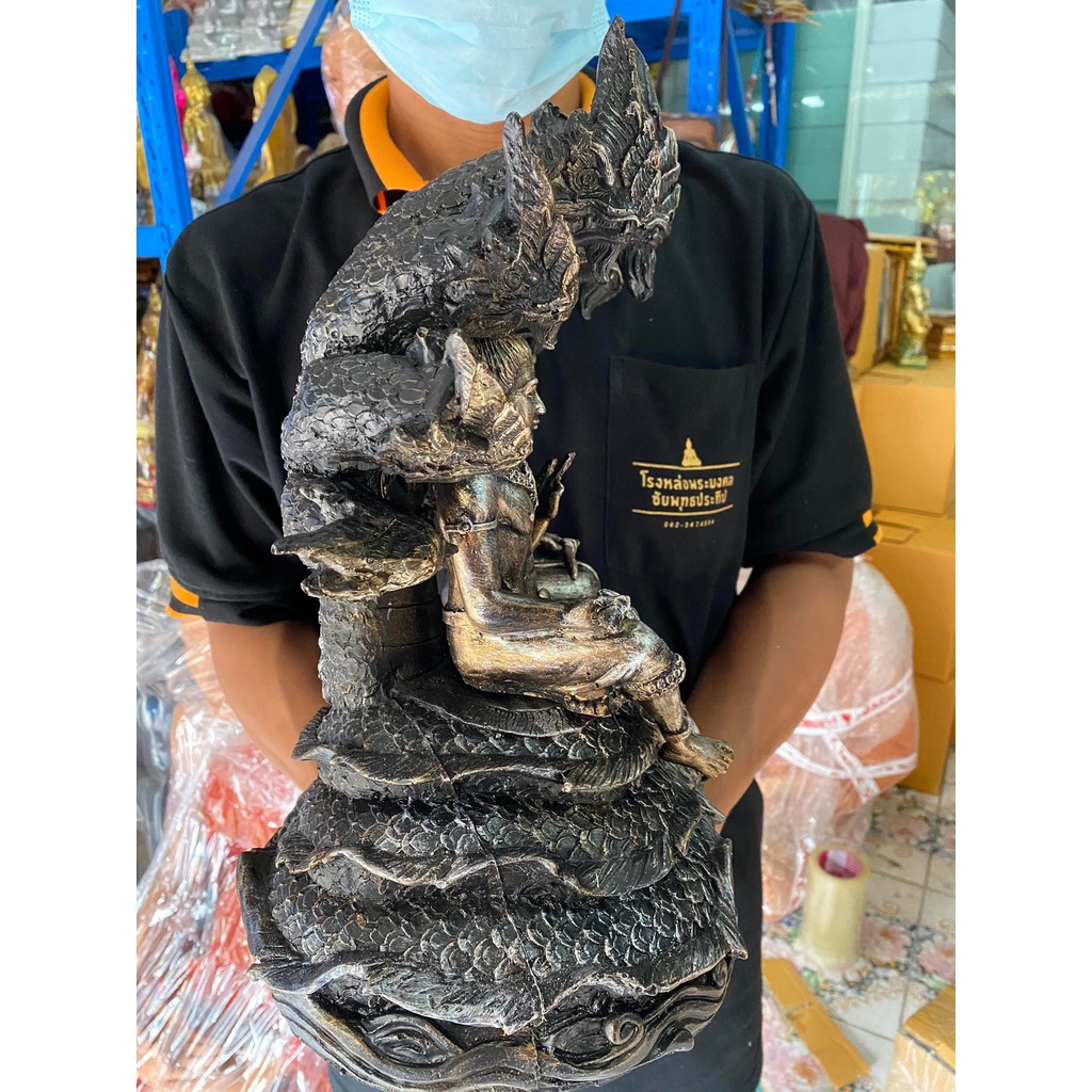 ปู่ศรีสุทโธย่าศรีประทุมมา ปู่ย่า กว้าง 11 นิ้ว สูง 16 นิ้ว สีขลัง