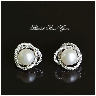 Phuket Pearl Gem Elegance Earrings ต่างหูไข่มุกแท้ สวยหรู