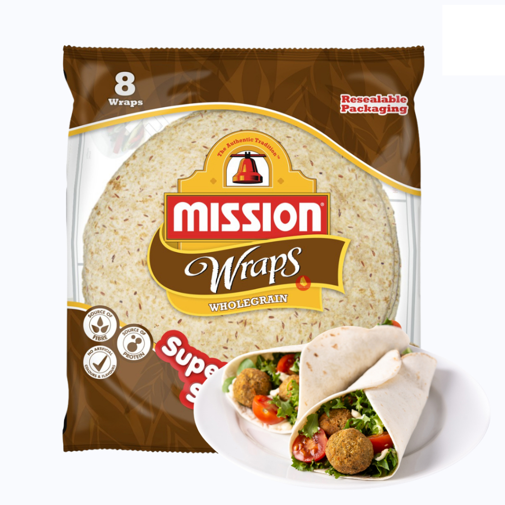 แผ่นแป้งตอร์ติญ่า โฮลเกรน Mission Tortilla Wrap Whole Grain ขนาด 8" 360 g. (05-8597)