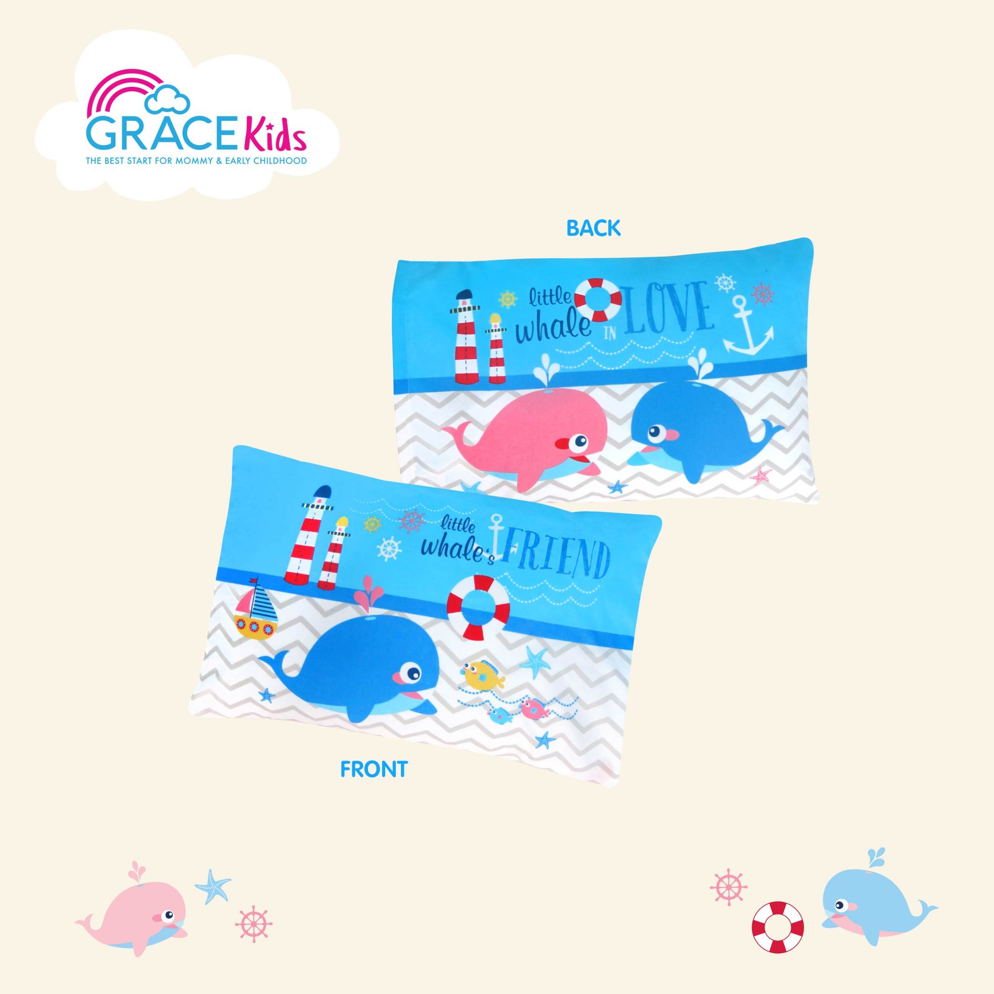 หมอนหนุน Little Whale Splash ไซส์M ขนาด 12x18 นิ้ว