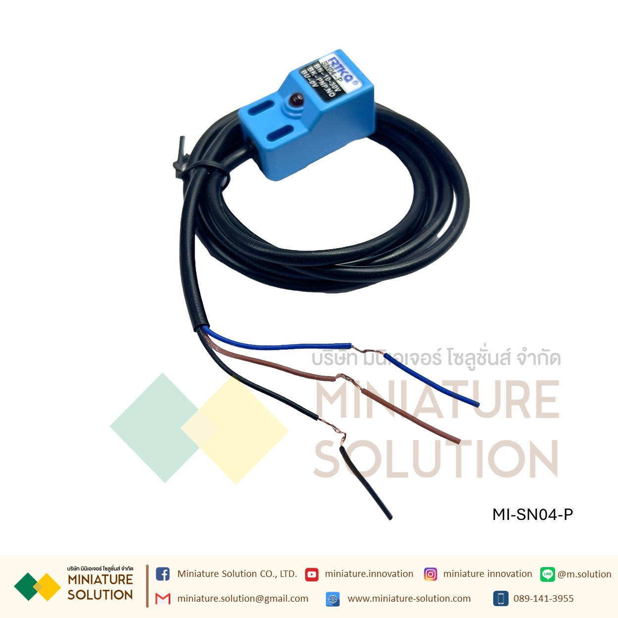 SN04-P พร็อกซิมิตี้เซนเซอร์ ตรวจจับวัตถุโลหะ (PNP, NO ระยะ 4mm) 6-36V DC