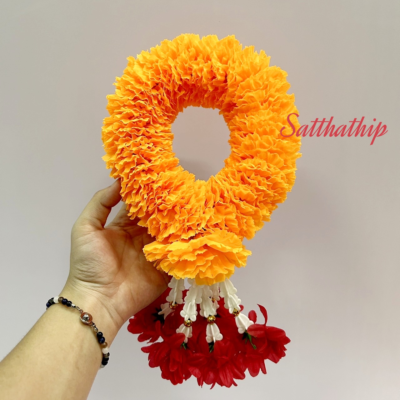 พวงมาลัยผ้า - พวงมาลัยดอกดาวเรืองผ้า - พวงมาลัยดอกดาวเรือง ประดิษฐ์ - พวงมาลัยถวายศาลพระภูมิ