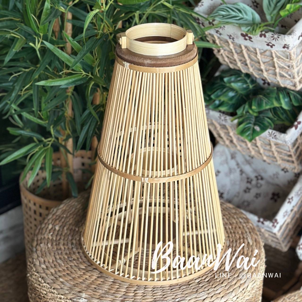 โคมไฟตั้งพื้น ไม้ไผ่สาน สไตล์มูจิ ขนาด 35 * 55 cm Candle Lamp