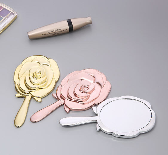 กระจกด้ามจับ,กระจก,กระจกพกพา,กระจกรูปดอกไม้