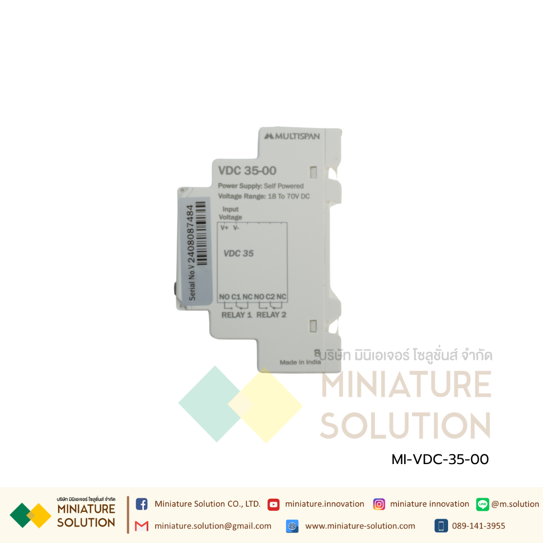 VDC-35 DC Voltage Relay Multispan ( VDC-35-00 Range 18V to 70V DC ) (VDC-35-01 Range 70V to 300V DC )