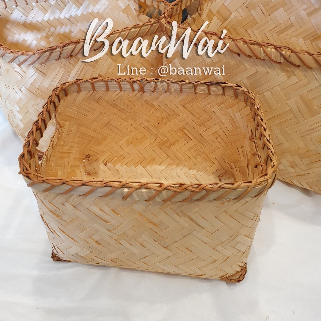 กล่องไม้ไผ่ กล่องลิ้นชัก ทรงเหลี่ยม (ยกชุด 3 ใบ)