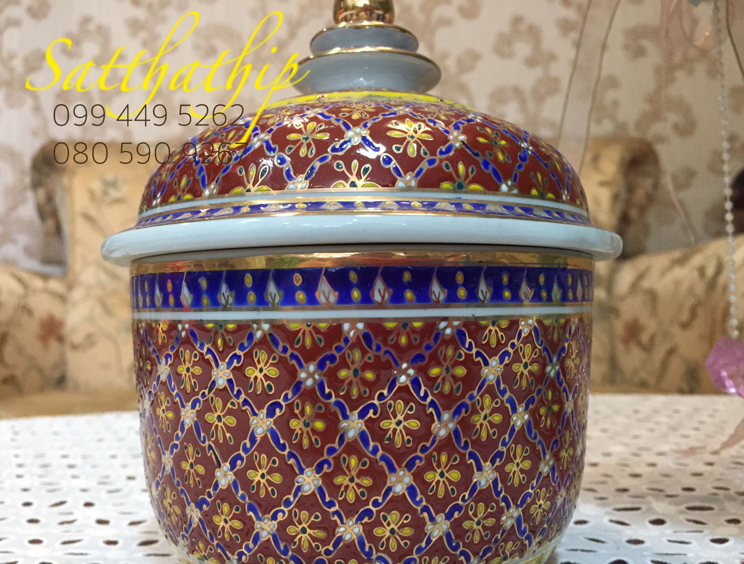 โกศอัฐิ เบญจรงค์ - โถ เบญจรงค์ - โถบรรจุอัฐิ