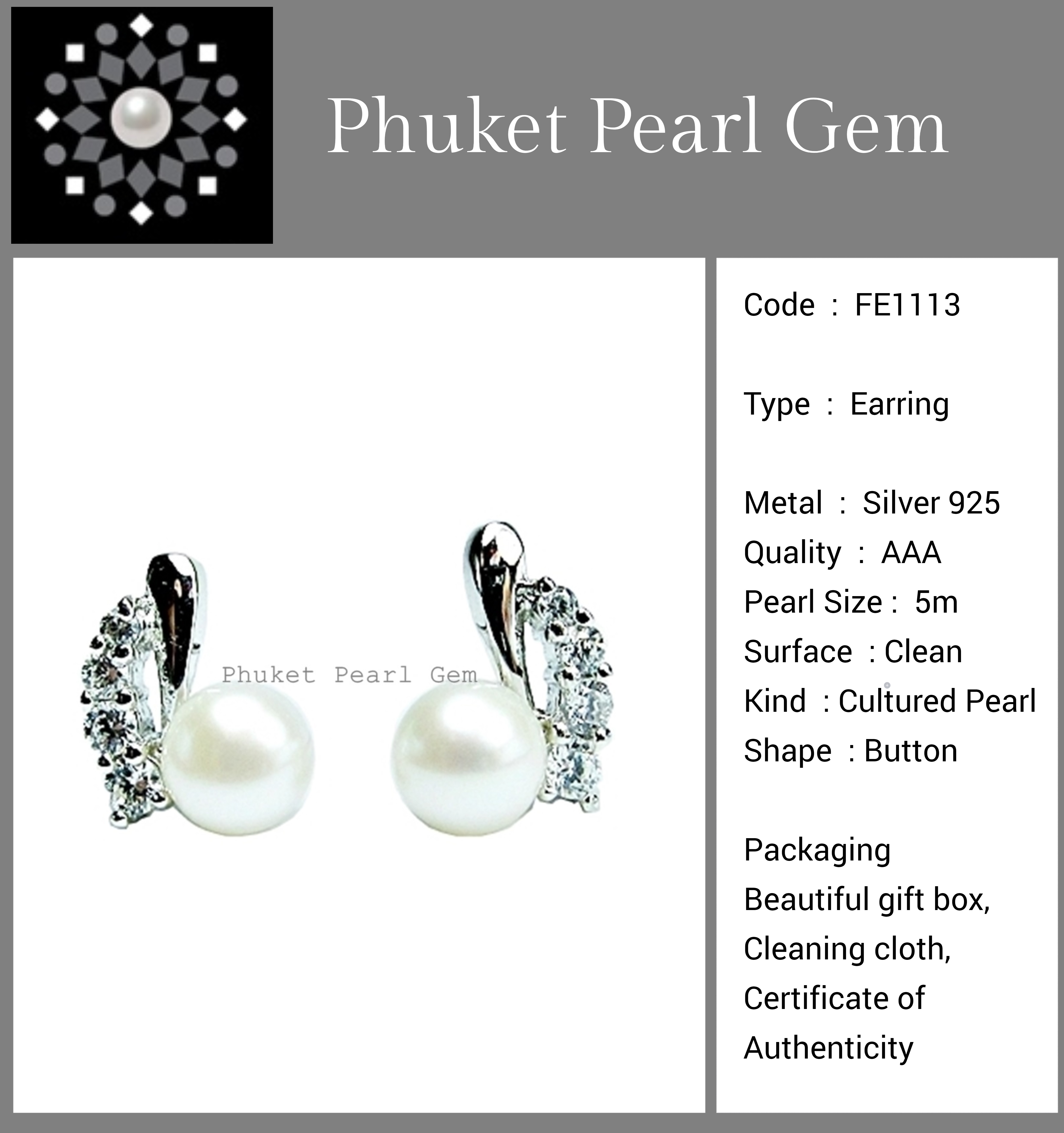 Phuket Pearl Gem Mini Pearl Earring