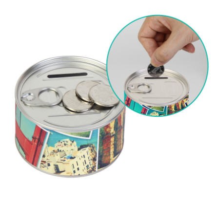 กระปุกออมสิน,สกรีนโลโก้,สกรีนโลโก้กระปุกออมสิน,กระป๋องเหล็ก,กล่องเหล็ก,ขั้นต่ำ1,000ชิ้น