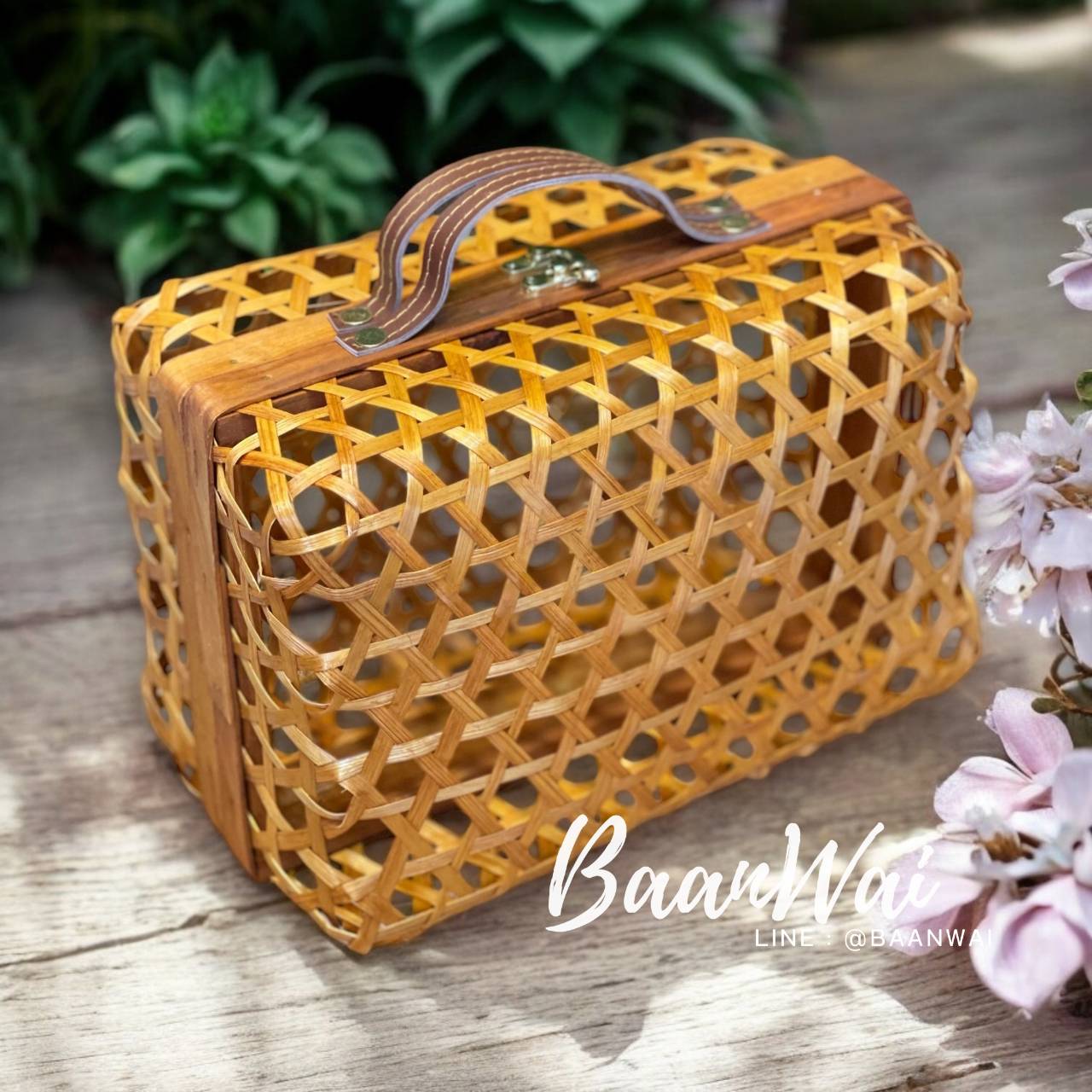 ชะลอมกระเป๋า กล่องชะลอม หูจับหนัง