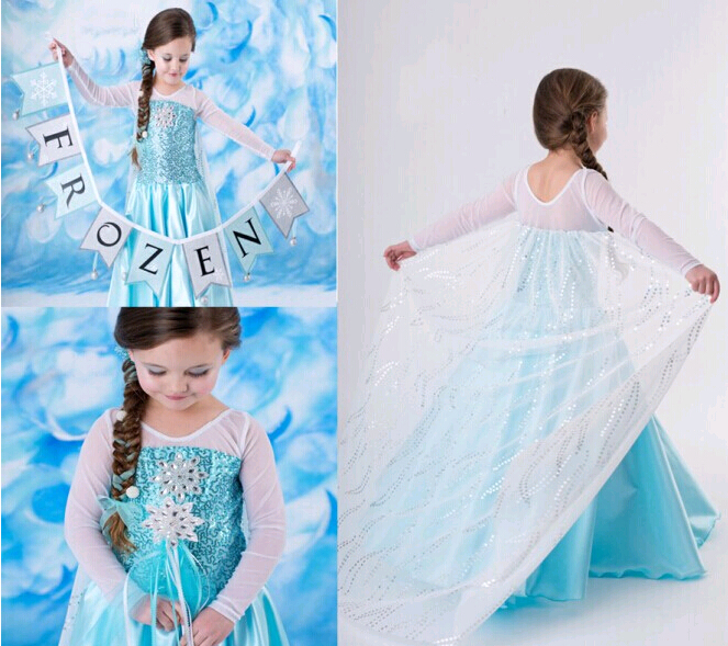 ชุดกระโปรงเจ้าหญิงเอลซ่า Frozen Elsa#008 เจ้าหญิงเอลซ่า(พร้อมส่ง) size- 150*3