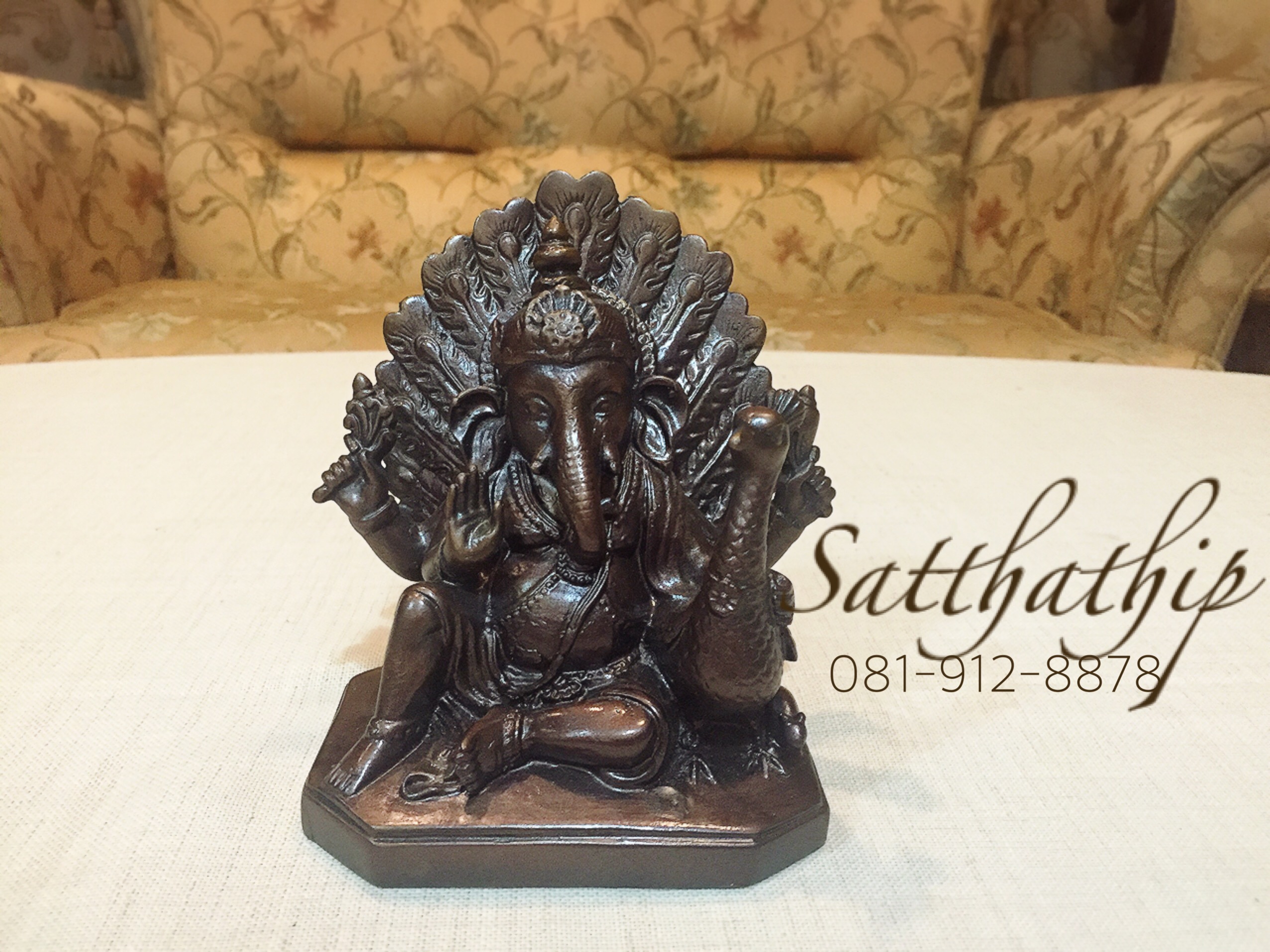 พระพิฆเศวร ปางโมเรศวร/ปางมยุรเวท/ทรงนกยูง (ทองเหลืองรมดำ) - Ganesha: Lord of Success