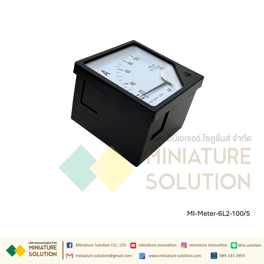 อนาล็อก AC Volt Amp Hz Meter AC โวลต์มิเตอร์ วัดกระแสไฟฟ้า แบบ เข็ม Analog มาตรวัด แอมมิเตอร์ โวล์ลมิเตอร์ รุ่น 6L2 ขนาด 80X80 (Amp 6L2-100/5)