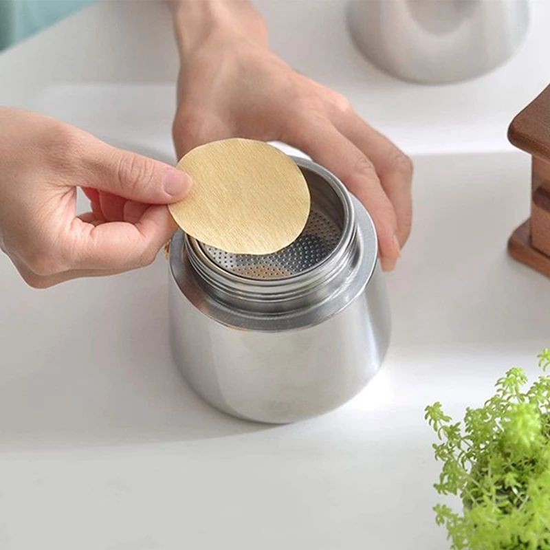 กระดาษกรองกาแฟทรงกลม สำหรับ Moka Pot 100 แผ่น (เลือกขนาด)