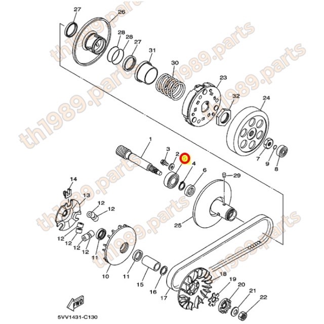 (1ชิ้น) 93306-203YY ลูกปืน ใส่ที่ แกนคลัทช์ , แกนเพลาล้อหลัง MIO , NOUVO , FINO คาร์บู , FINO คาร์บูเกจ์แยก อะไหล่แท้ YAMAHA