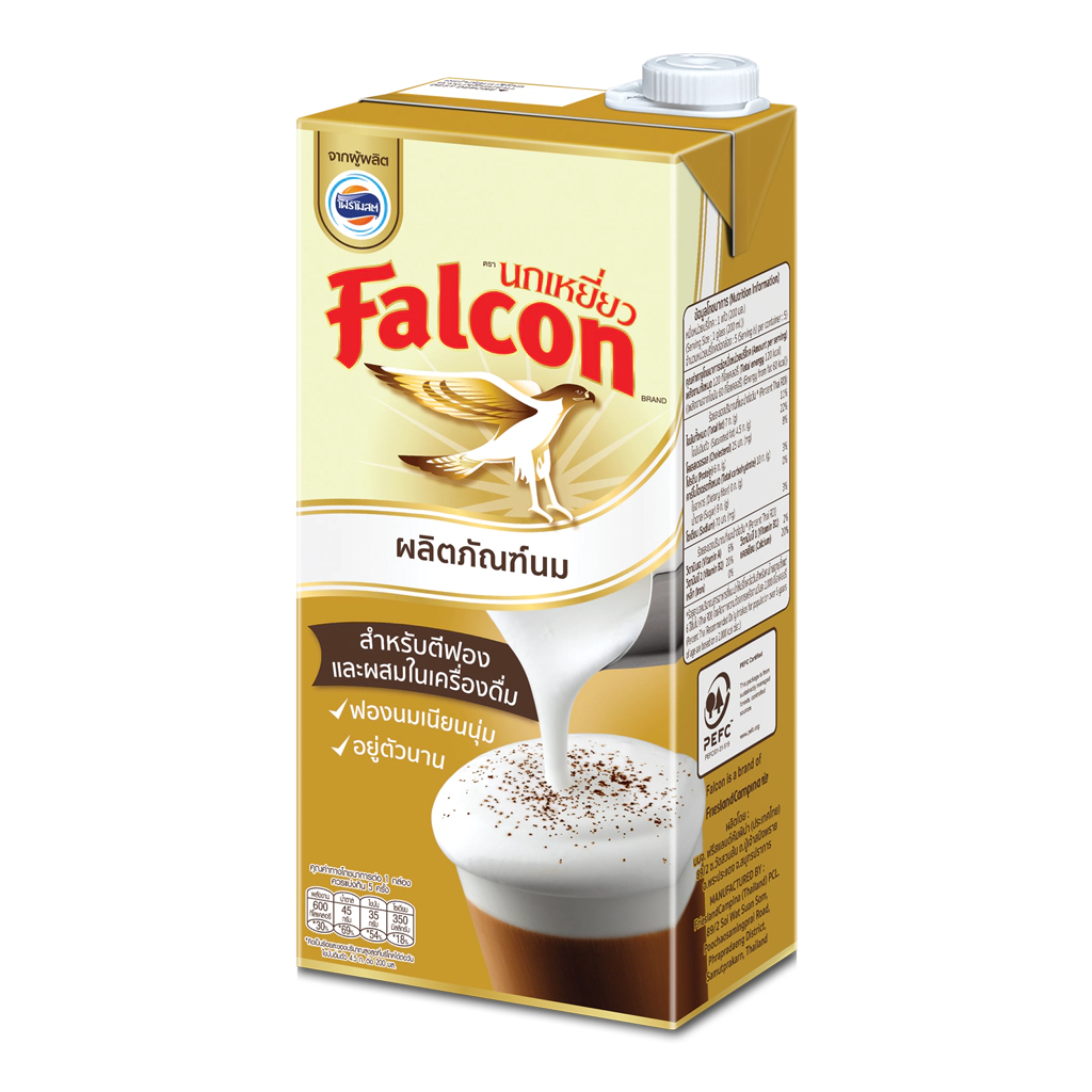 นม ยูเอชที สำหรับตีฟองนม ตรา Falcon UHT Milk Product (for Froth and Foam) ขนาด 1,000 ml. (02-5616)