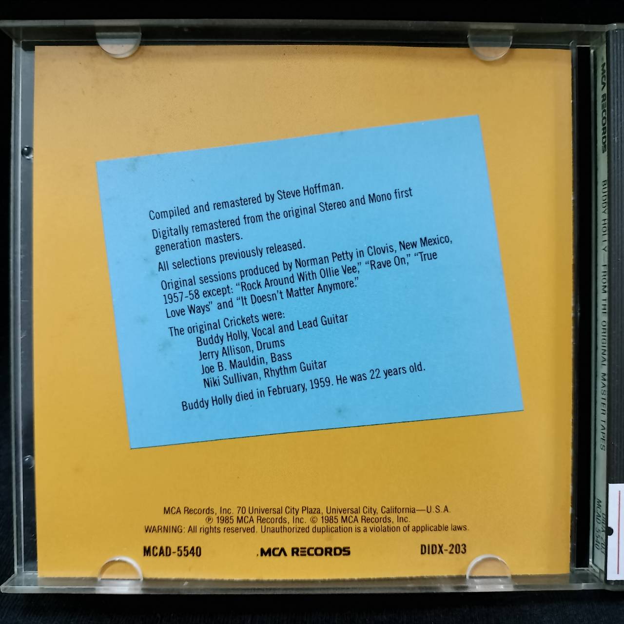 Buddy Holly – From The Original Master Tapes / USA / ปกมีจุดเหลือง / แผ่นสวย