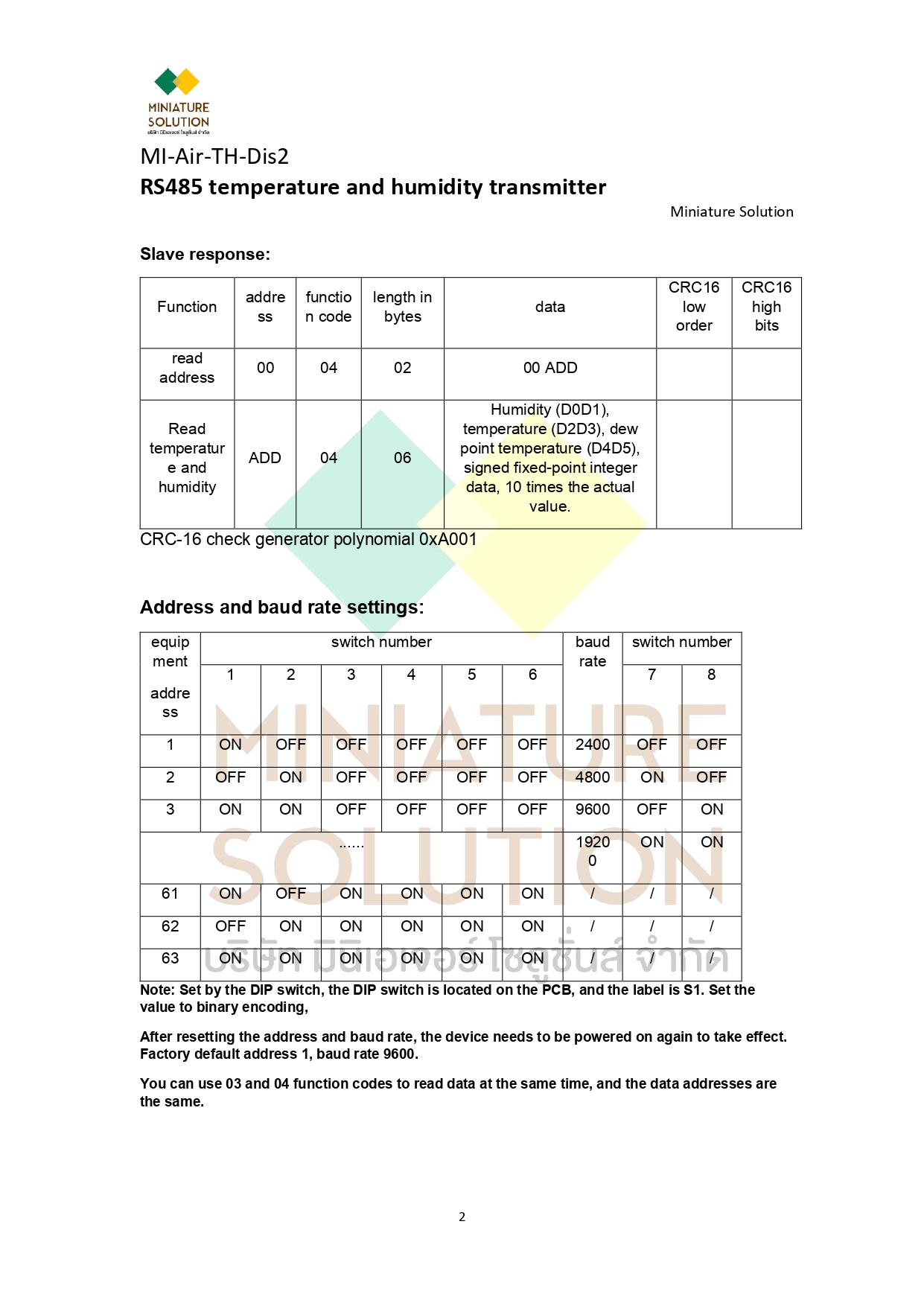 Temperature and Humidity transmitter RS485 output Modbus RTU with display