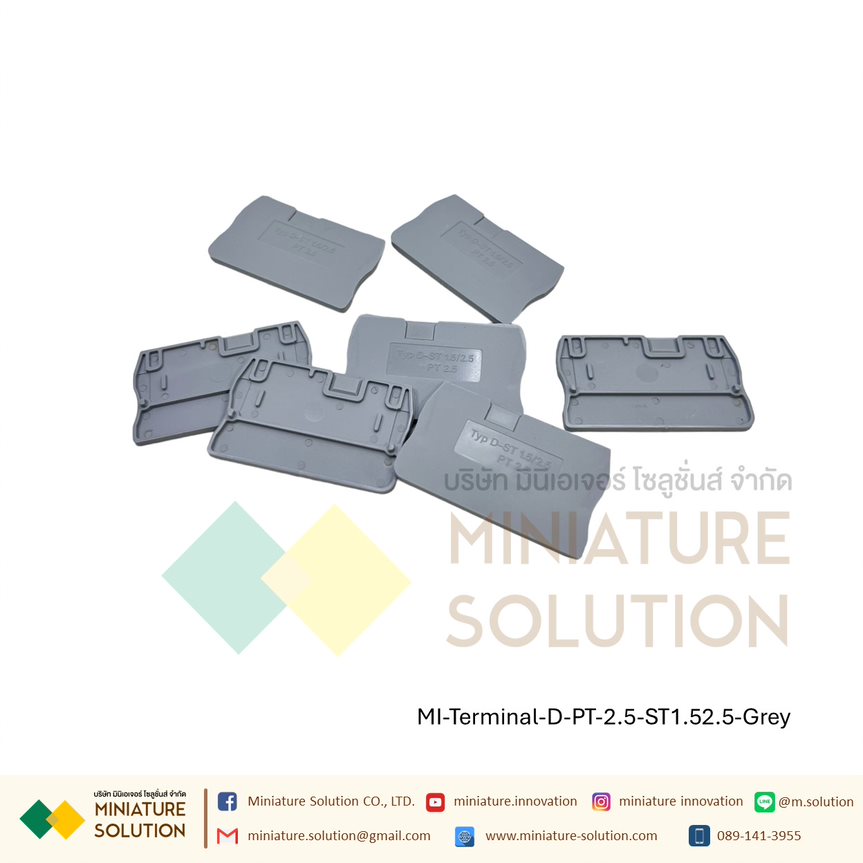 (ราคา ต่อชิ้น) PT 2.5 PTTB2.5 Push in terminal Push-in Terminal Block เทอมินอล บล็อก PT2.5 Terminal Block Contact เทอร์มินอล (สีเทา)(ตัวปิดท้าย)
