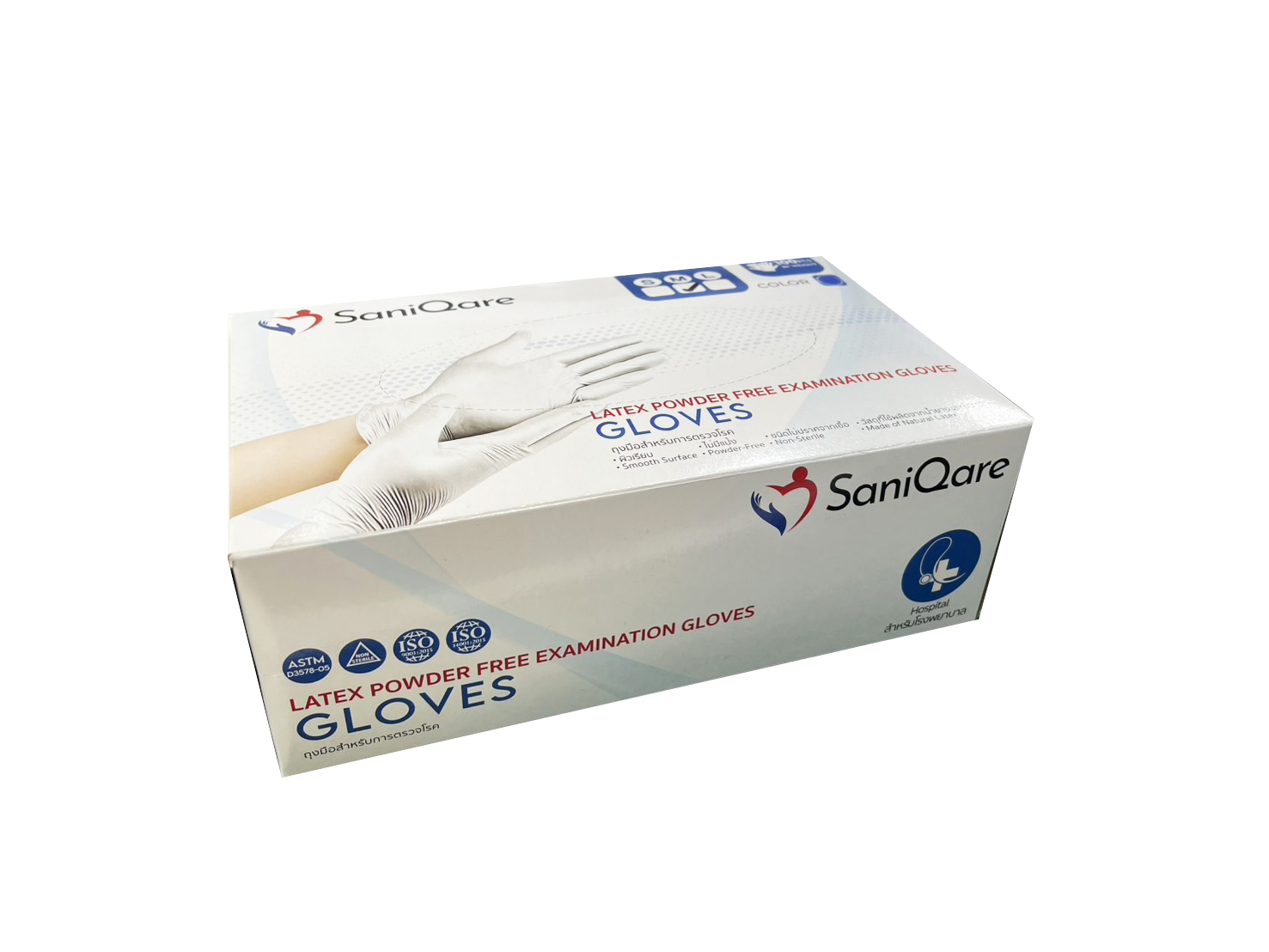 ถุงมือยางพารา Latex Food Grade Gloves กล่อง 100 ชิ้น สีฟ้า Size M (12-8012)