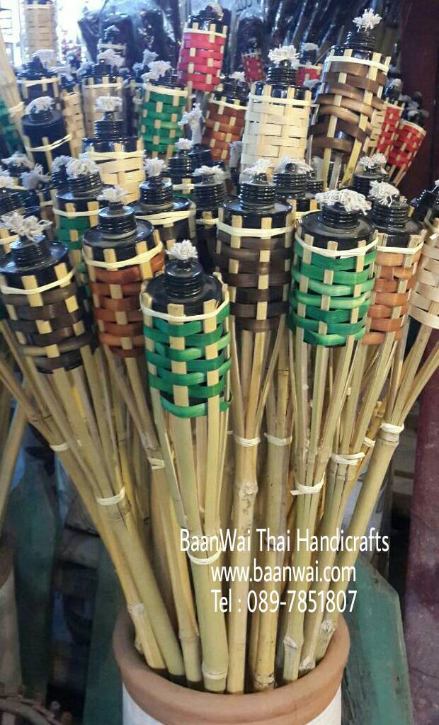 คบเพลิงไม้ไผ่ ตะเกียงคบเพลิง คบเพลิงไฟ สูง 1.20 เมตร