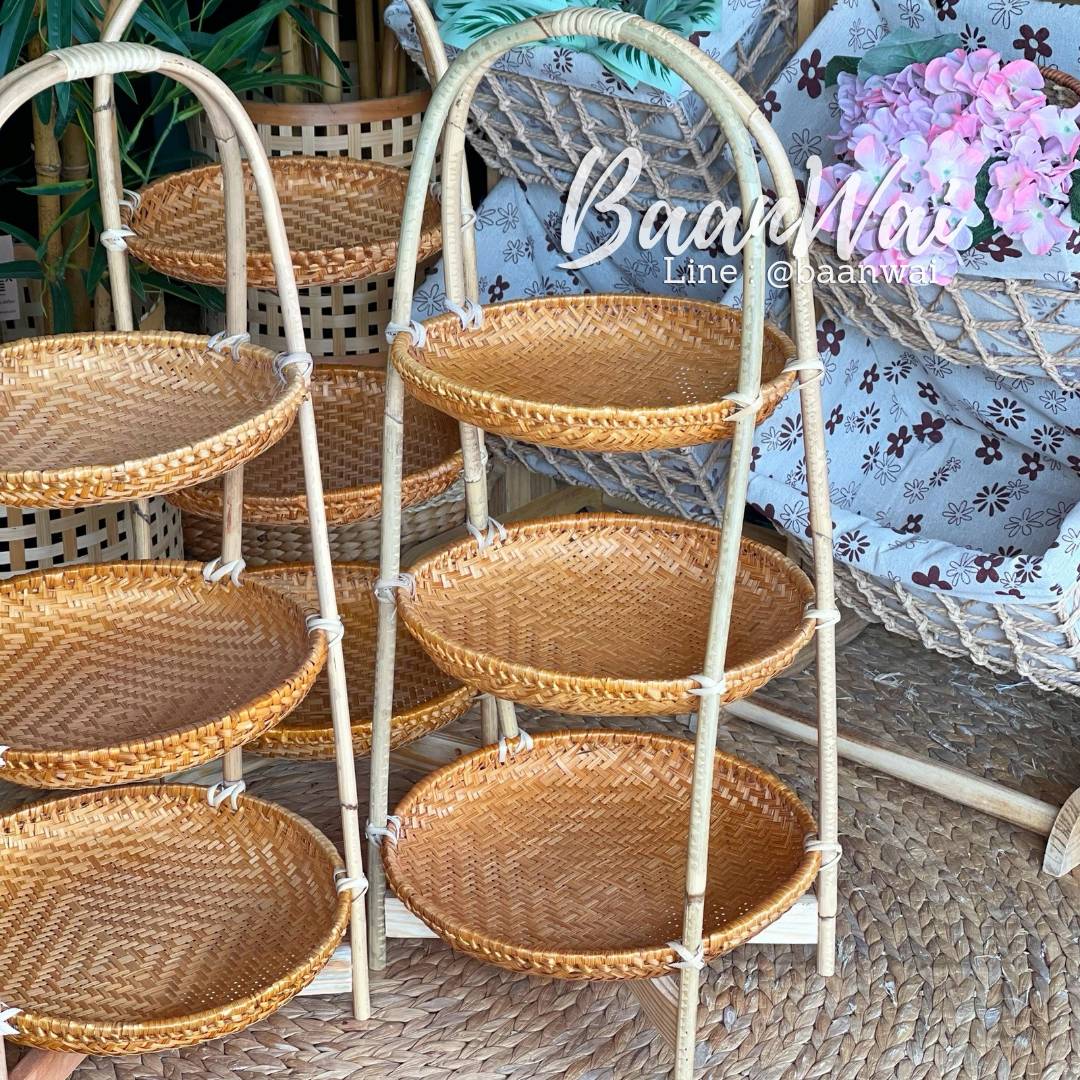 ชั้นวางไม้ไผ่ แบบไล่ระดับ ก้นตื้น