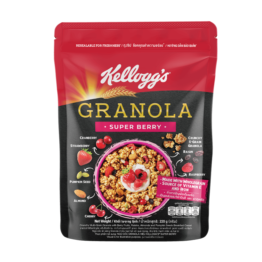 Kellogg's Granola Super Berry เคลลอกซ์ กราโนล่า ซุปเปอร์เบอรี่ 220 g. (05-9135)