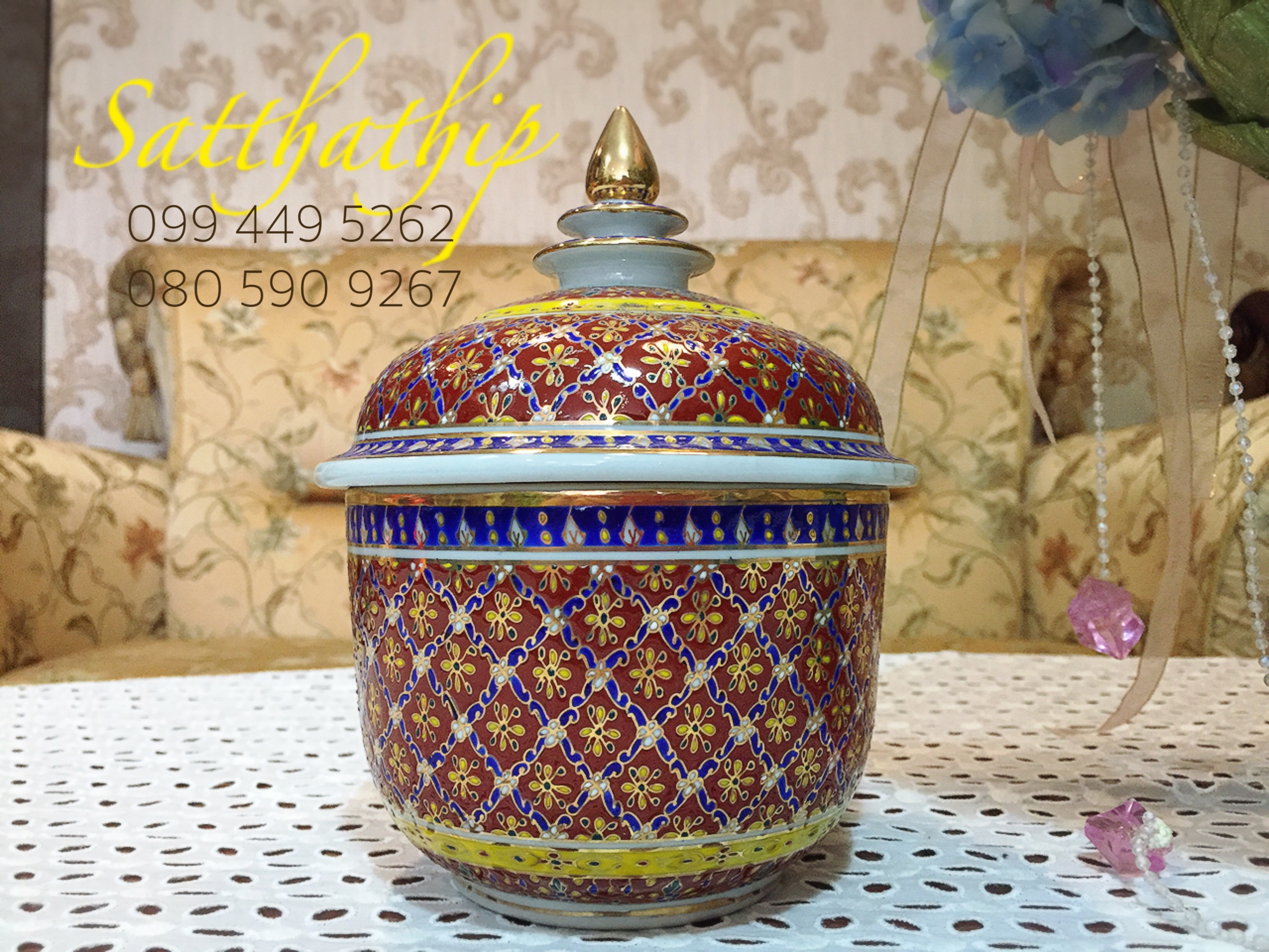 โกศอัฐิ เบญจรงค์ - โถ เบญจรงค์ - โถบรรจุอัฐิ