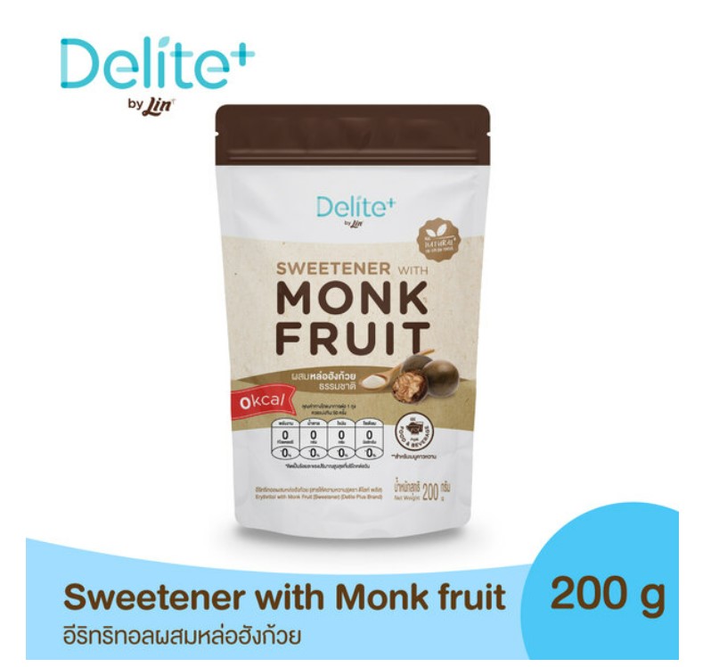 ดีไลท์ พลัส อีริทริทอลผสมหล่อฮังก้วย (Delite+ Erythritol with Monkfruit) 200 g. (05-8353)
