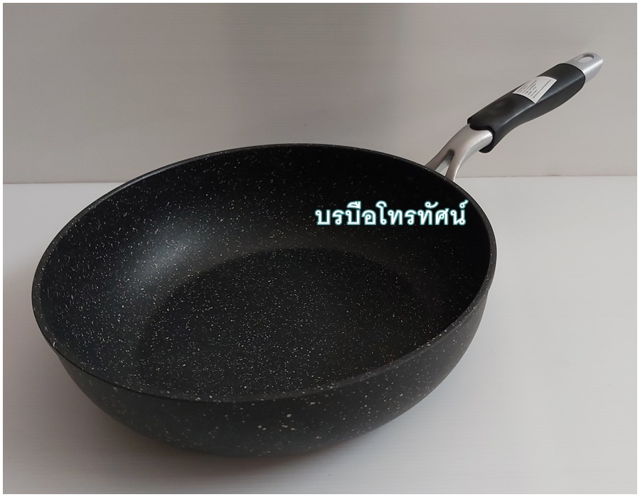 กระทะด้าม ใช้กับเตาถ่านเตาแก๊ส (กระทะเคลือบหินอ่อนทรงลึก ใช้กับเตาไฟฟ้าได้) สำหรับใช้ในบ้านและร้านอาหาร กะทะ