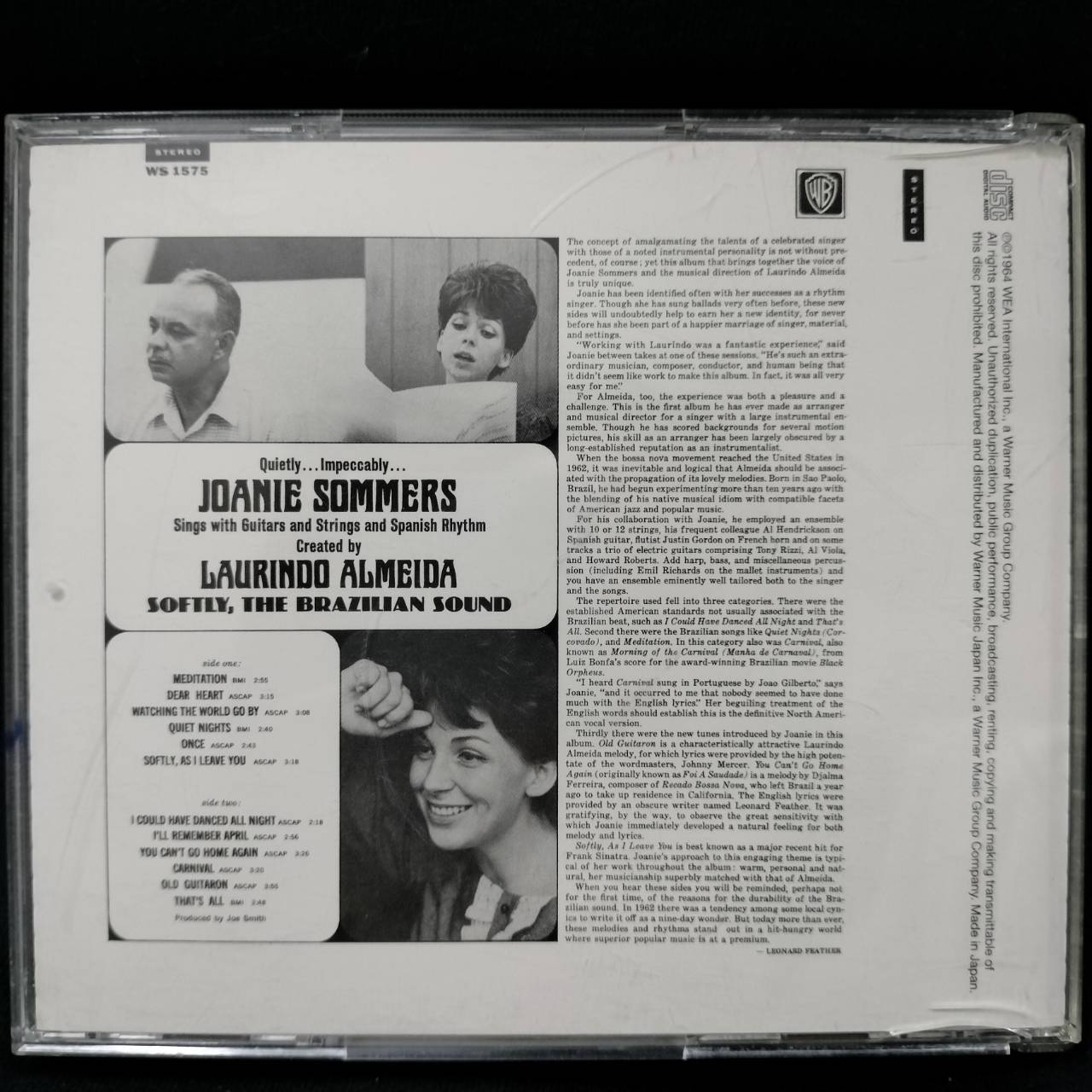 Joanie Sommers With Laurindo Almeida – Softly, The Brazilian Sound / JAPAN / แผ่นสภาพนางฟ้า / มี Obi