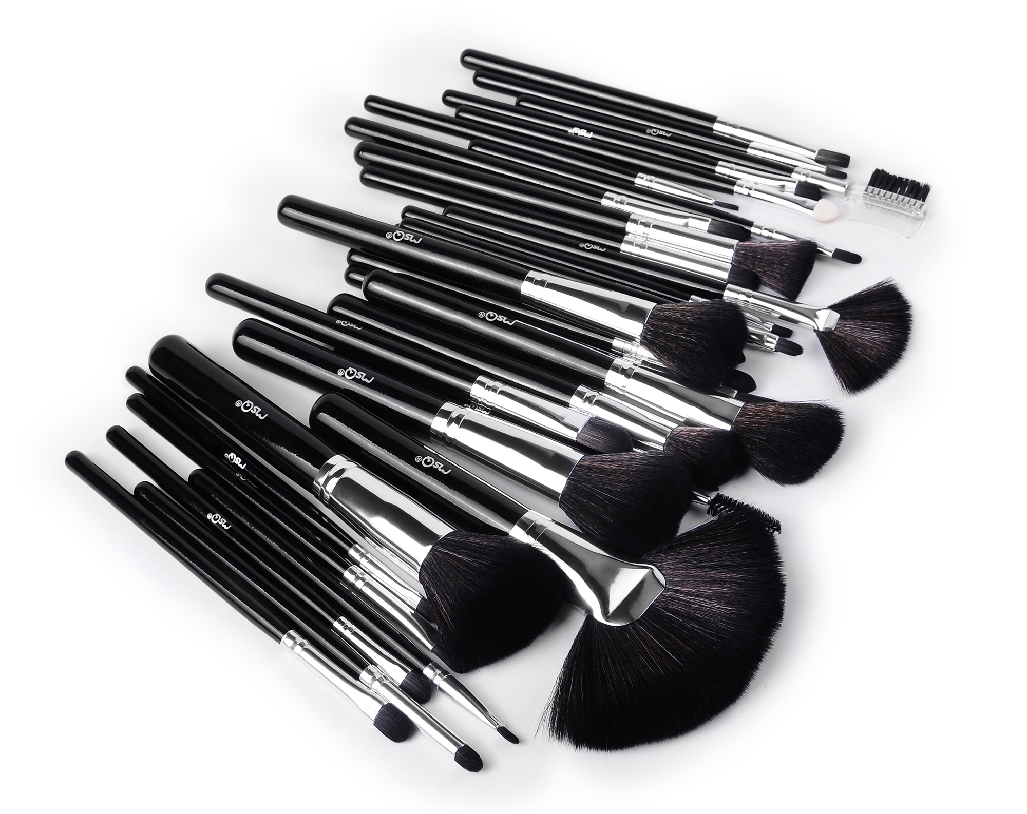 Lady Q ชุดแปรงแต่งหน้า 32 ชิ้น STB32b เซ็ตใหญ่ ขนแปรงเนียนนุ่ม แน่นหนา คุณภาพดี สีติดง่าย ไม่หลุดร่อน พร้อมกระเป๋าหนัง - สีดำ