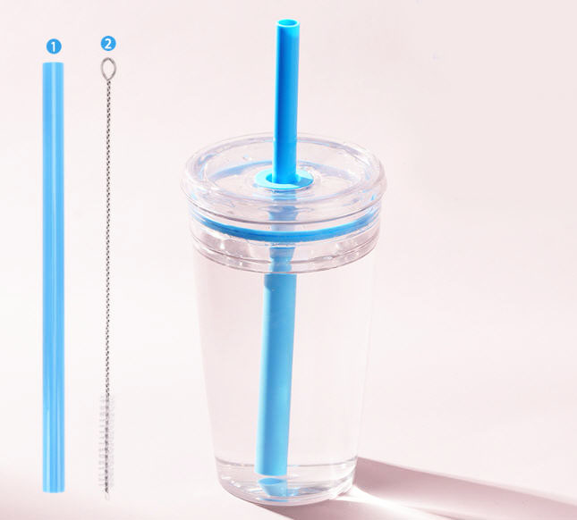 แก้วพลาสติกพร้อมหลอด,แก้วพลาสติก,450ml